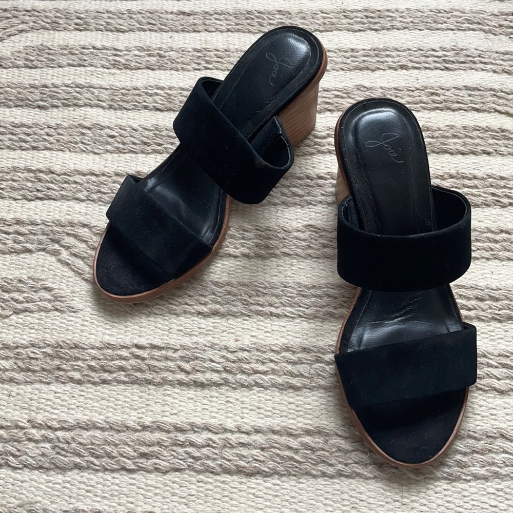 Joie black suede slides